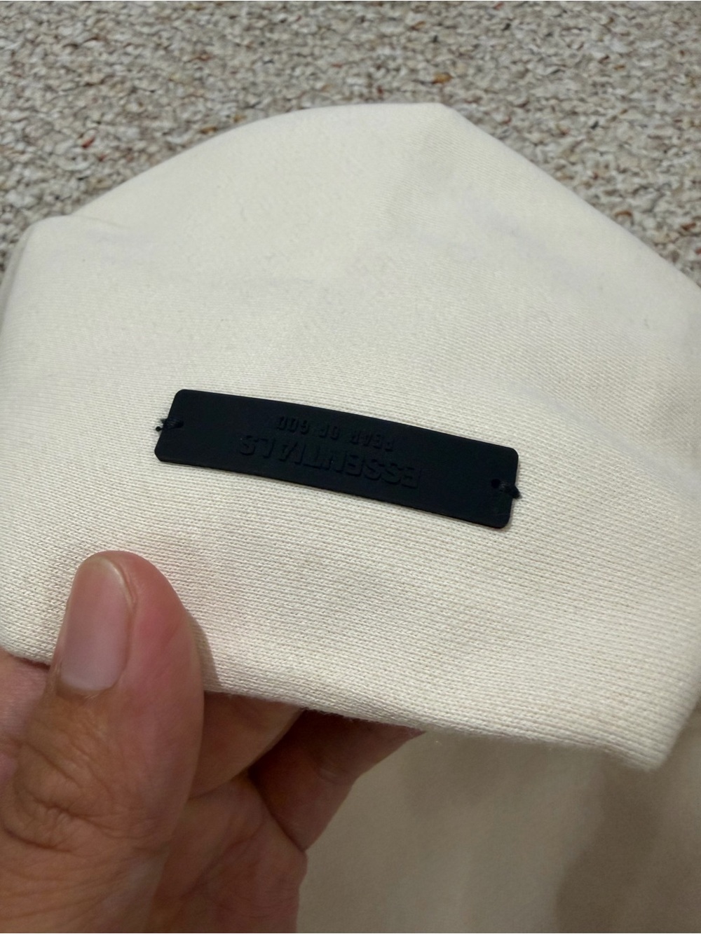 Essentials Cream Pullover with Black Logo Patch - Picture 3 of 7